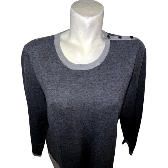 New TALBOTS Plus Size 2X 2-tone Gray Pure Merino Wool LS Sweater Dress Office - Picture 2 of 9